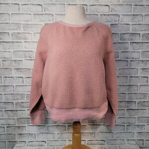 Rag & Bone Grayed Pink Sherpa Fleece Pullover Sweatshirt Size Medium